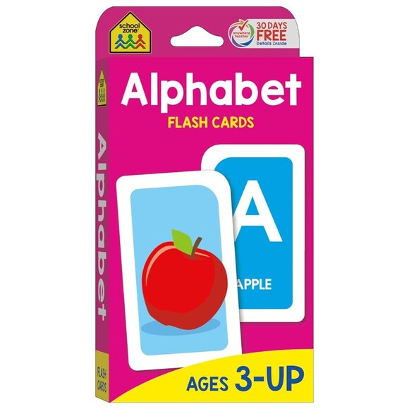 School Zone Alphabet Flash Cards Ages 3+ Preschool Letter & Word Learning - Picture 1 of 7